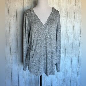 Banana Republic Luxespun Medium Grey Hooded Knit Sweater